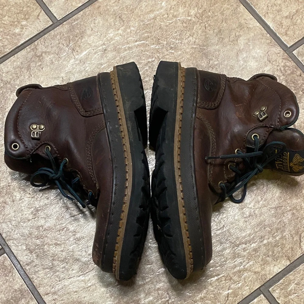 Georgia Boot Youth Size 2M Dark Brown Leather Lace Up Boots Hiking Gorpcore Fall